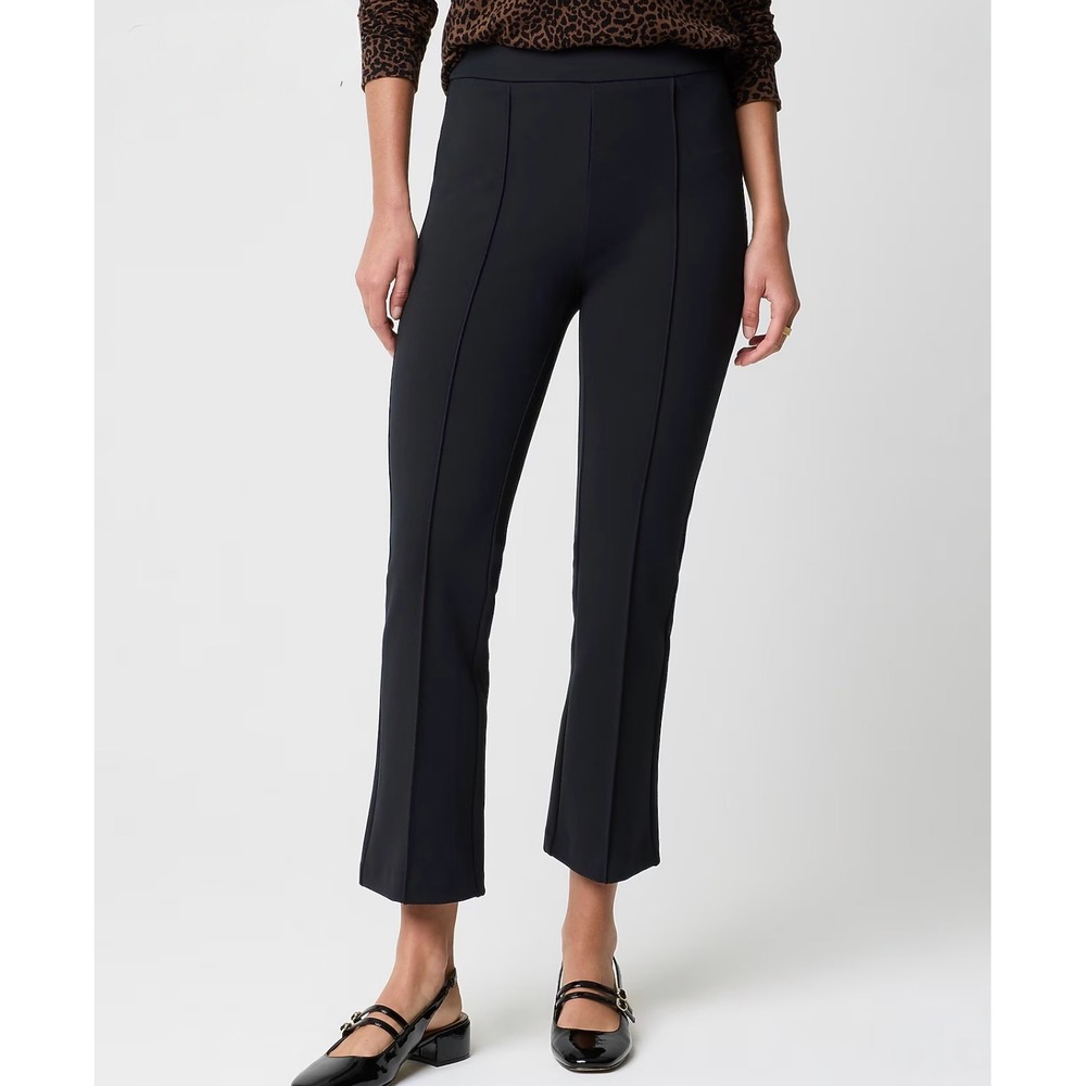 J.Crew Factory Women's Black Ponte Cropped Pull-On Front Seam Pants 4 New